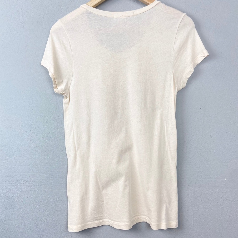 J.Crew Beaded Floral Sequin Embellished T Shirt Top Size M Y2K Fairy Baby Tee - Picture 8 of 10
